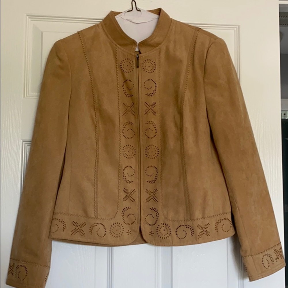 Petite 8 Camel Jacket suede cloth NWOT